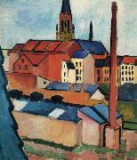August Macke St. Mary's with Houses and Chimney (Bonn) oil painting artist